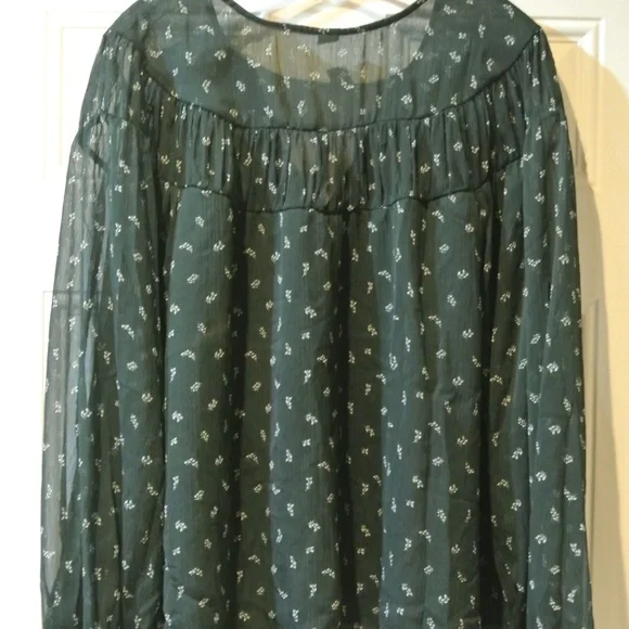 WOMENS 3X HUNTER GREEN OLD NAVY LONG SLEEVE BLOUSE - Picture 4 of 4